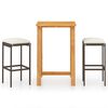 vidaXL Ensemble de bar de jardin avec coussins 3 pcs Marron
