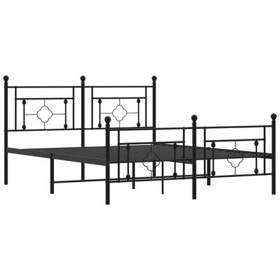 vidaXL Cadre de lit métal sans matelas avec pied de lit noir 150x200cm