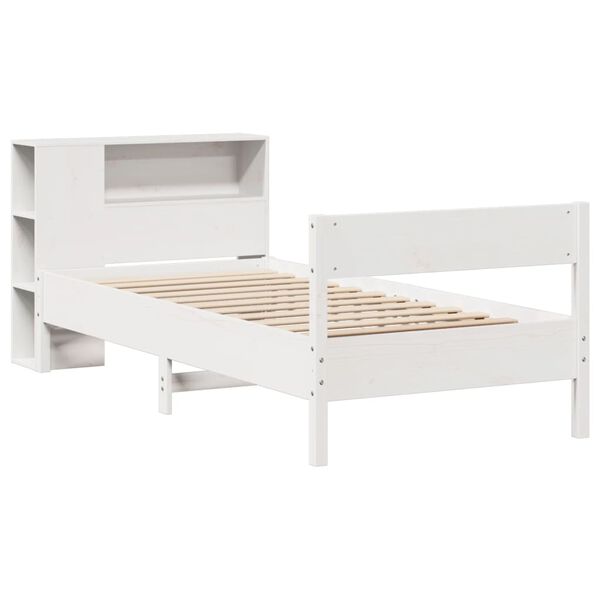 vidaXL Lit biblioth&egrave;que sans matelas blanc 90x190cm bois de pin massif