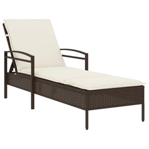 vidaXL Chaise longue avec coussin marron 63x200x81 cm r&eacute;sine tress&eacute;e