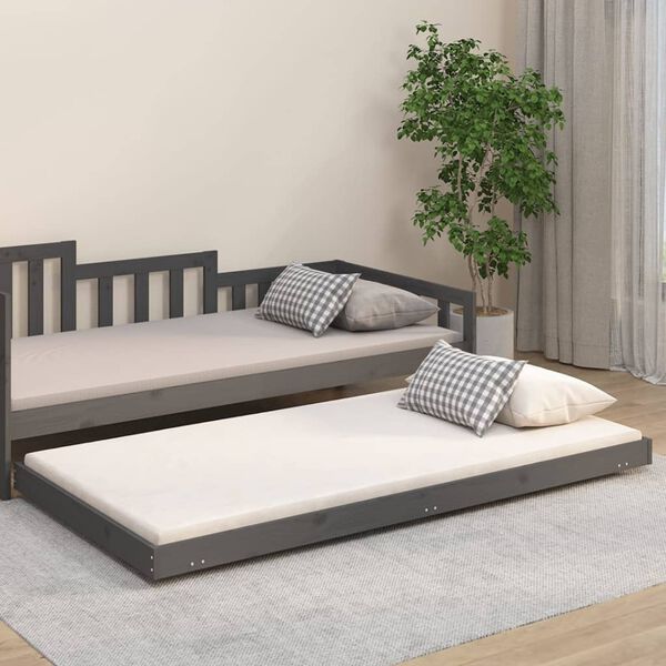vidaXL Cadre de lit sans matelas gris 80x200 cm bois massif de pin
