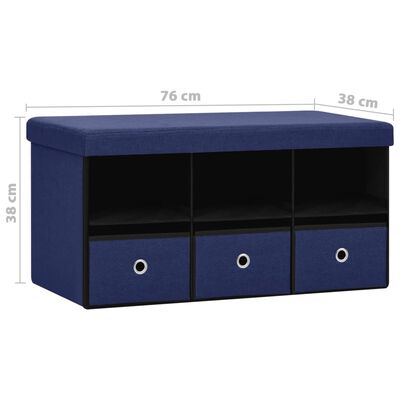 vidaXL Banc de rangement pliable Bleu 76x38x38 cm Faux lin