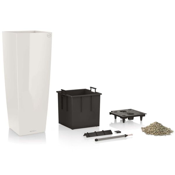 LECHUZA Jardini&egrave;re Cubico Alto 40 ALL-IN-ONE Blanc brillant 18230
