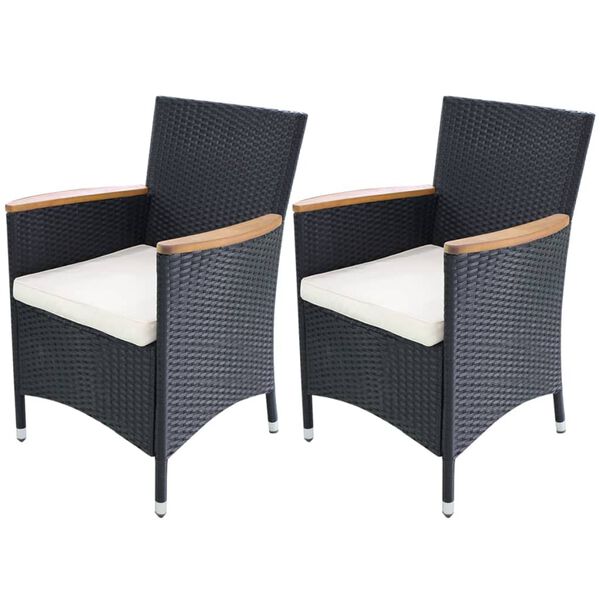 vidaXL Chaises de jardin lot de 2 avec coussins R&eacute;sine tress&eacute;e Noir