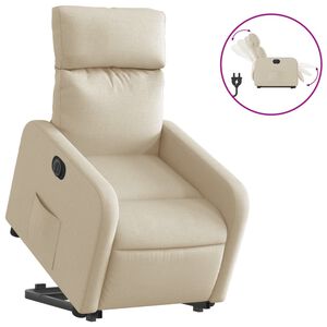 vidaXL Fauteuil inclinable &eacute;lectrique cr&egrave;me tissu