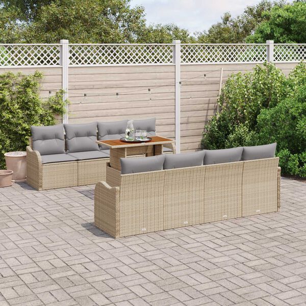 vidaXL Ensemble de canap&eacute; de jardin 7 pcs beige et gris clair