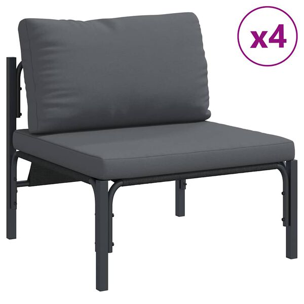 vidaXL Ensemble de canap&eacute; de jardin avec coussin 6 pcs Noir Acier
