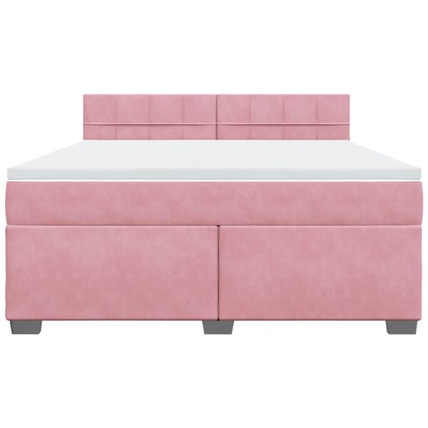 vidaXL Sommier &agrave; lattes de lit avec matelas Rose 180x200 cm Velours