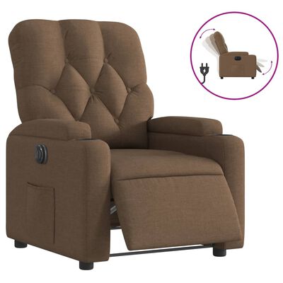 vidaXL Fauteuil inclinable électrique Marron Tissu