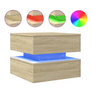 vidaXL Table basse avec lumi&egrave;res LED ch&ecirc;ne sonoma 50x50x40 cm