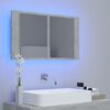 vidaXL Armoire de salle de bain à miroir LED Gris béton Acrylique