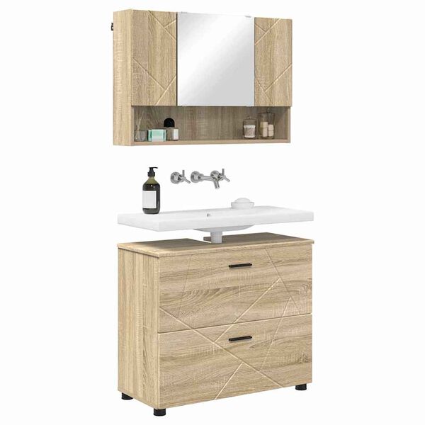 vidaXL Ensemble de mobilier de salle de bain 2 pcs Ch&ecirc;ne Sonoma