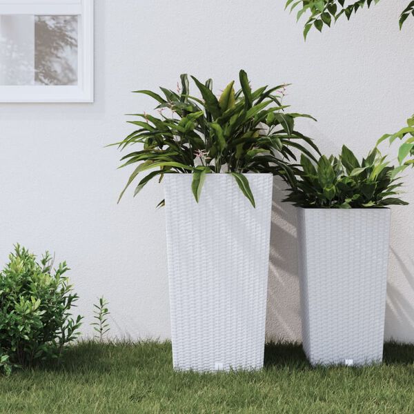 vidaXL Jardini&egrave;re et int&eacute;rieur amovible blanc 21 /49 L rotin PP
