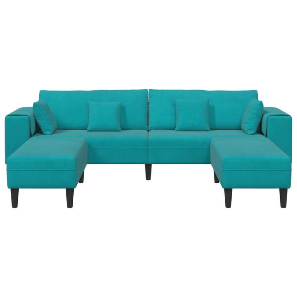 vidaXL Canapé avec coussin 3 pcs Turquoise Velours
