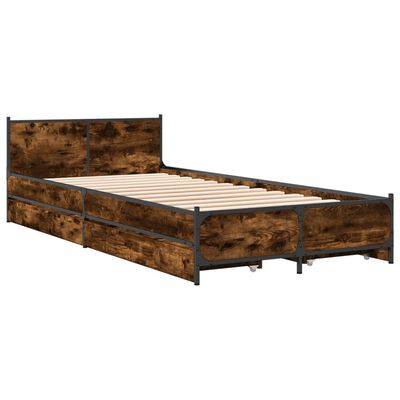 vidaXL Cadre de lit et tiroirs chêne fumé 100x200 cm bois d'ingénierie