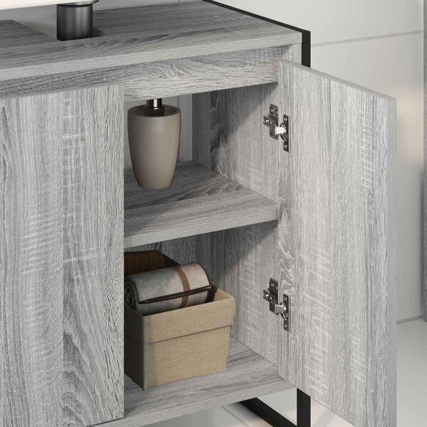 vidaXL Cabinet de salle de bain avec porte Gris Sonoma 60 x 30 x 60 cm