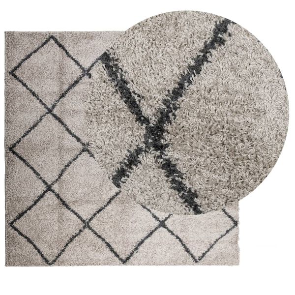 vidaXL Tapis shaggy &agrave; poils longs moderne beige anthracite 120x120 cm