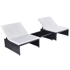 vidaXL Chaises inclinables de jardin lot de 2 et table r&eacute;sine tress&eacute;e
