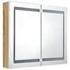 vidaXL Armoire de salle de bain à miroir à LED Blanc et chêne