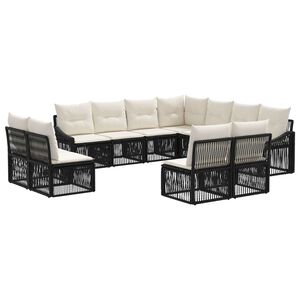 vidaXL Ensemble de canap&eacute; de jardin 11 pc Noir polyrotin