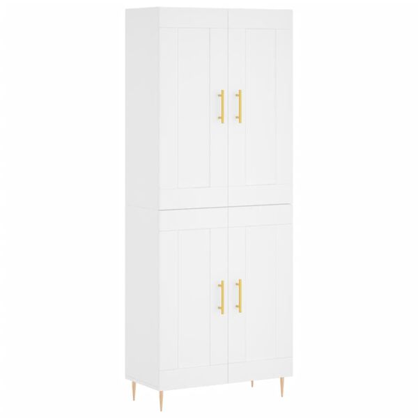 vidaXL Buffet haut Blanc 69,5x34x180 cm Bois d'ing&eacute;nierie