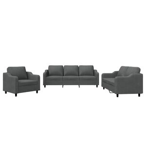 vidaXL Ensemble de canap&eacute;s 3 pcs avec coussins Gris fonc&eacute; Tissu