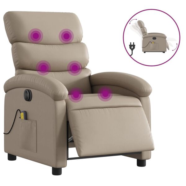 vidaXL Fauteuil de massage inclinable électrique cappuccino similicuir