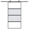 vidaXL Porte coulissante kit de quincaillerie tremp&eacute; verre aluminium
