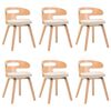 vidaXL Chaises &agrave; manger lot de 6 cr&egrave;me bois courb&eacute; et similicuir