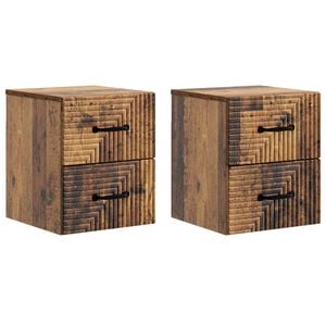 vidaXL Cabinet de chevet mural 2 pcs Bois ancien 34,5 x 33 x 40 cm