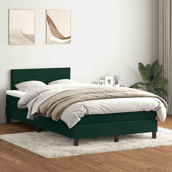 vidaXL Sommier &agrave; lattes de lit et matelas vert fonc&eacute; 120x210cm velours