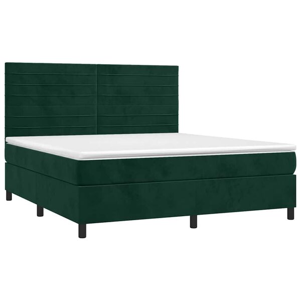 vidaXL Sommier &agrave; lattes de lit avec matelas LED Vert fonc&eacute; 180x200 cm