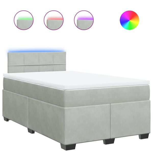 vidaXL Sommier &agrave; lattes de lit et matelas Gris clair 120x200cm Velours