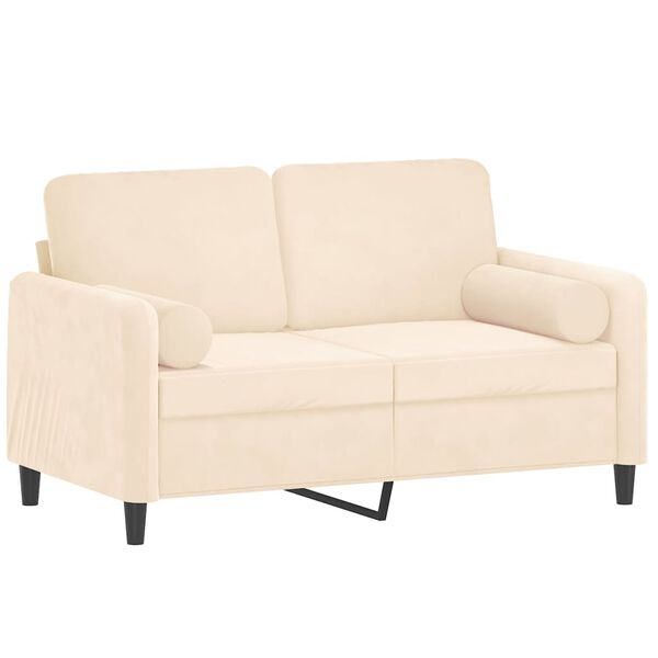 vidaXL Canap&eacute; 2 places et oreillers et coussins Cr&egrave;me 120 cm Velours