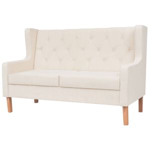 vidaXL Canap&eacute; &agrave; 2 places tissu blanc cr&egrave;me
