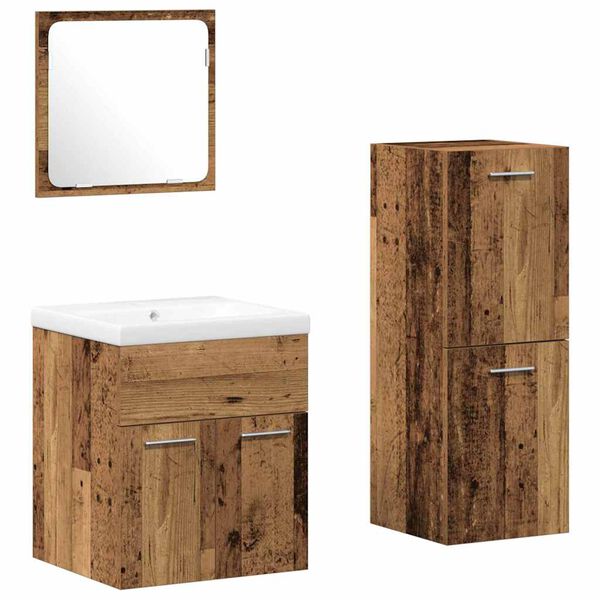 vidaXL Ensemble de mobilier de salle de bain 4 pcs Bois ancien