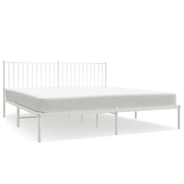 vidaXL Cadre de lit métal sans matelas et tête de lit blanc 180x200 cm