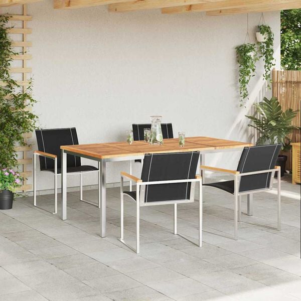 vidaXL EnsembledeRepasdeJardin 5 pcs Teck massif