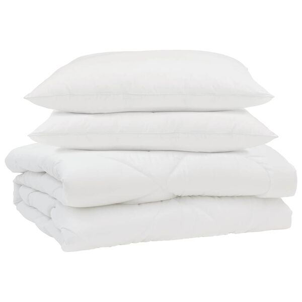 vidaXL Duvet d'&eacute;t&eacute; simple avec oreiller 3 pcs Blanc Microfibre