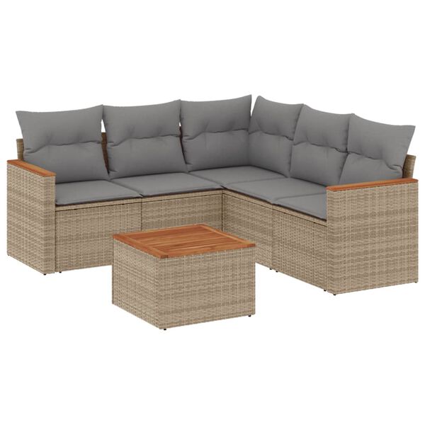 vidaXL Salon de jardin avec coussins 6 pcs beige r&eacute;sine tress&eacute;e