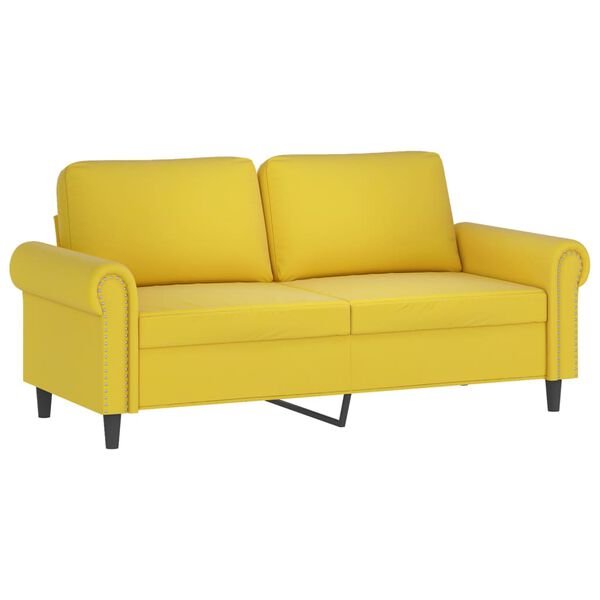 vidaXL Canap&eacute; 2 places avec oreillers d&eacute;coratifs jaune 140 cm velours