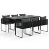 vidaXL Ensemble &agrave; manger de jardin 7 pcs Noir