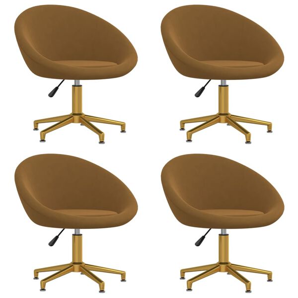 vidaXL Chaises &agrave; manger lot de 4 marron velours