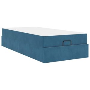 vidaXL Cadre de lit avec matelas avec matelas 2 pcs Bleu Velours