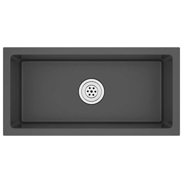 vidaXL Évier de cuisine fait main Noir Acier inoxydable