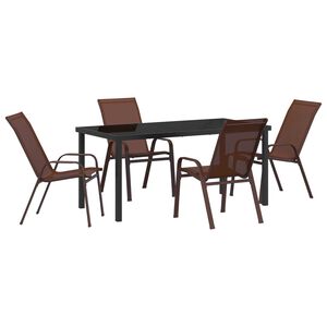 vidaXL Ensemble de salle &agrave; manger pour jardin 5 pcs Marron et Noir
