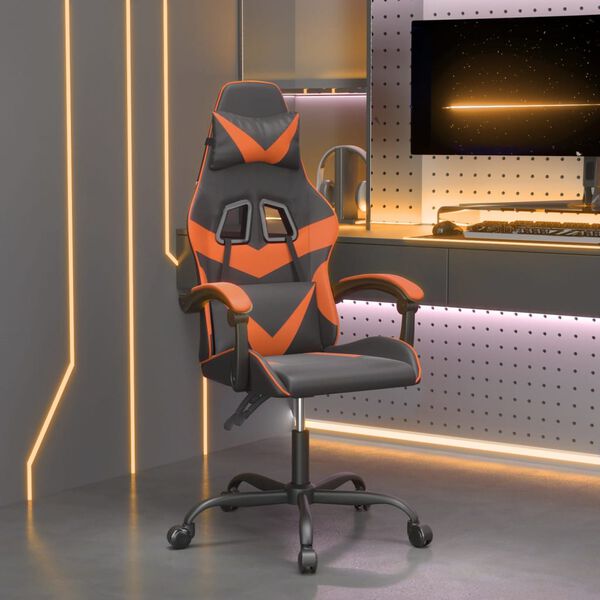 vidaXL Chaise de jeu pivotante Noir et orange Similicuir