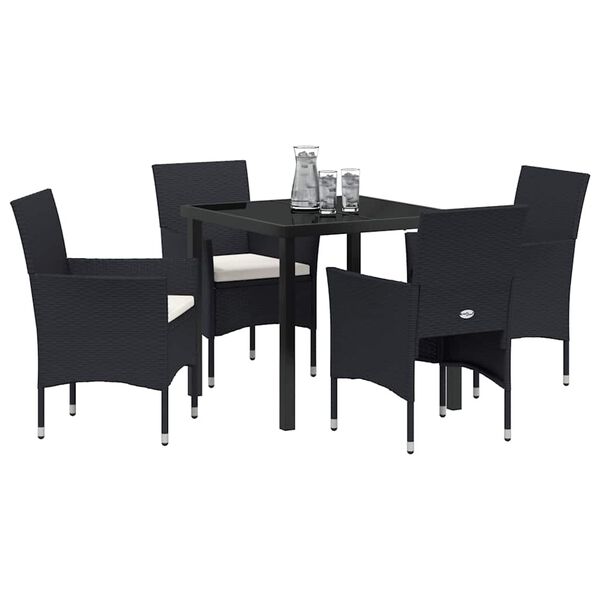 vidaXL Ensemble de salle &agrave; manger pour jardin 5 pcs Noir polyrotin