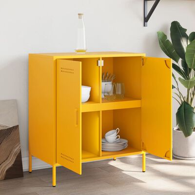 vidaXL Buffet jaune moutarde 68x39x79 cm acier