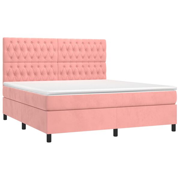 vidaXL Sommier &agrave; lattes de lit matelas et LED Rose 160x200 cm Velours
